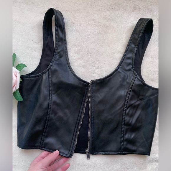 Noisy May Faux Leather Bustier Crop Top - Picture 8 of 10